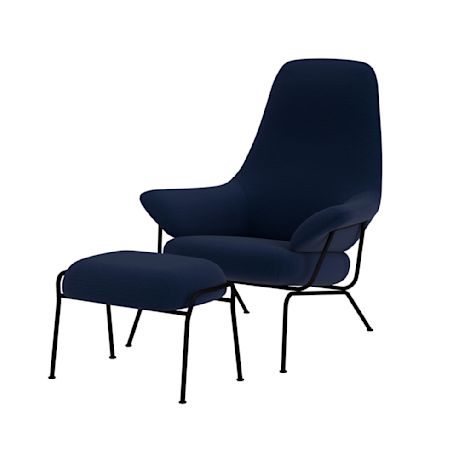 Hai Lounge Chair + Ottoman, Ink