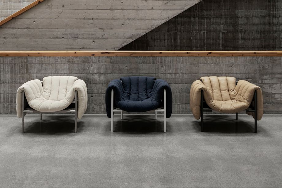 A lifestyle image of a lounge scene featuring Puffy Lounge Chairs.