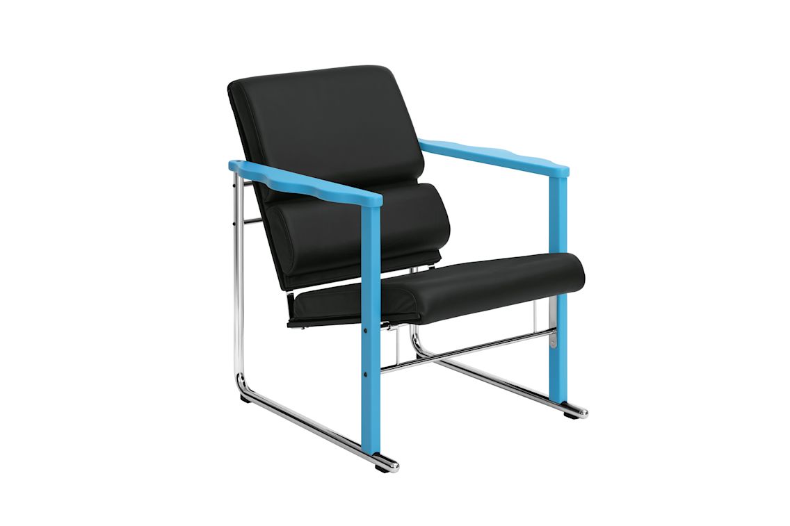 Experiment Lounge Chair, 502 / Blue / Black Leather, Art. no. 30947 (image 1)
