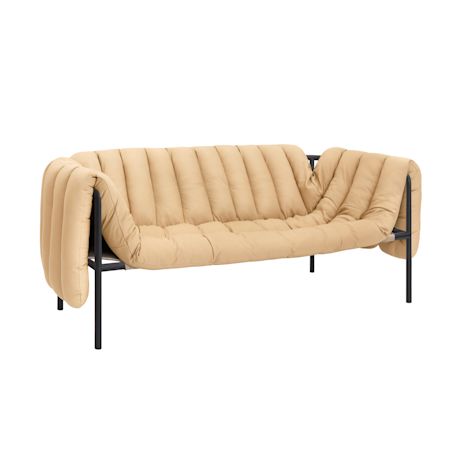 Puffy 2.5-seater Sofa, Sand Leather / Black Grey