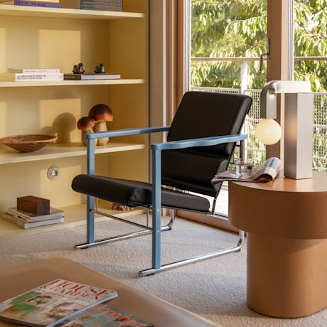 Experiment Lounge Chair, 502 / Blue / Black Leather (UK)