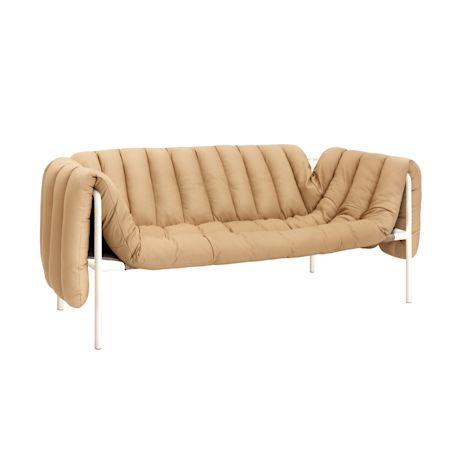 Puffy 2.5-seater Sofa, Sand Leather / Cream
