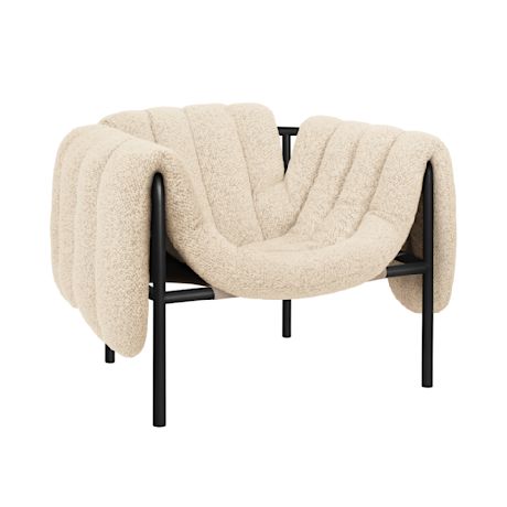 Puffy Lounge Chair, Eggshell / Black Grey