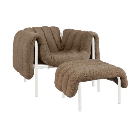 Puffy Lounge Chair + Ottoman, Sawdust / Cream