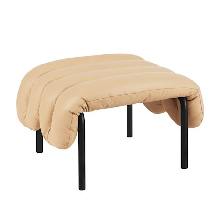 Puffy Ottoman, Sand Leather / Black Grey (UK)