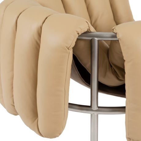 Puffy Lounge Chair, Sand Leather / Stainless (UK)