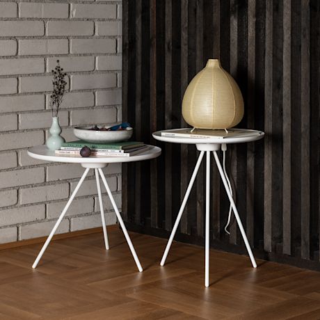 Key Side Table, White / White