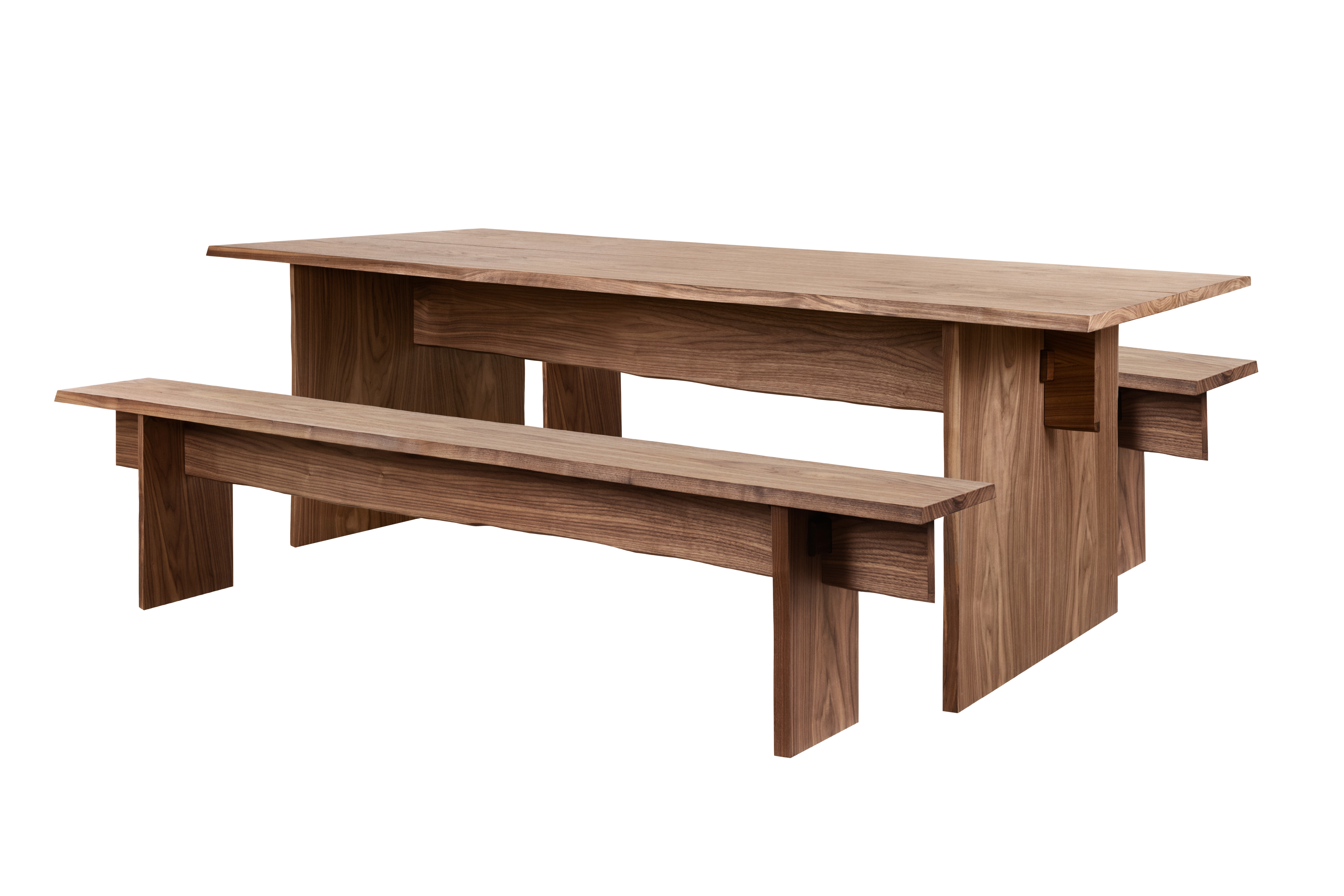 Bookmatch Table 220 cm / 86.6 in + Benches, Walnut, Art. no. 20263 (image 1)