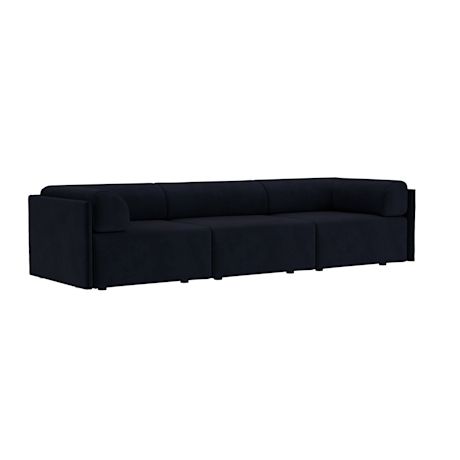 Palo Block 3-seater Sofa Low Back with Armrests, Velluto Coex VL30 (UK)