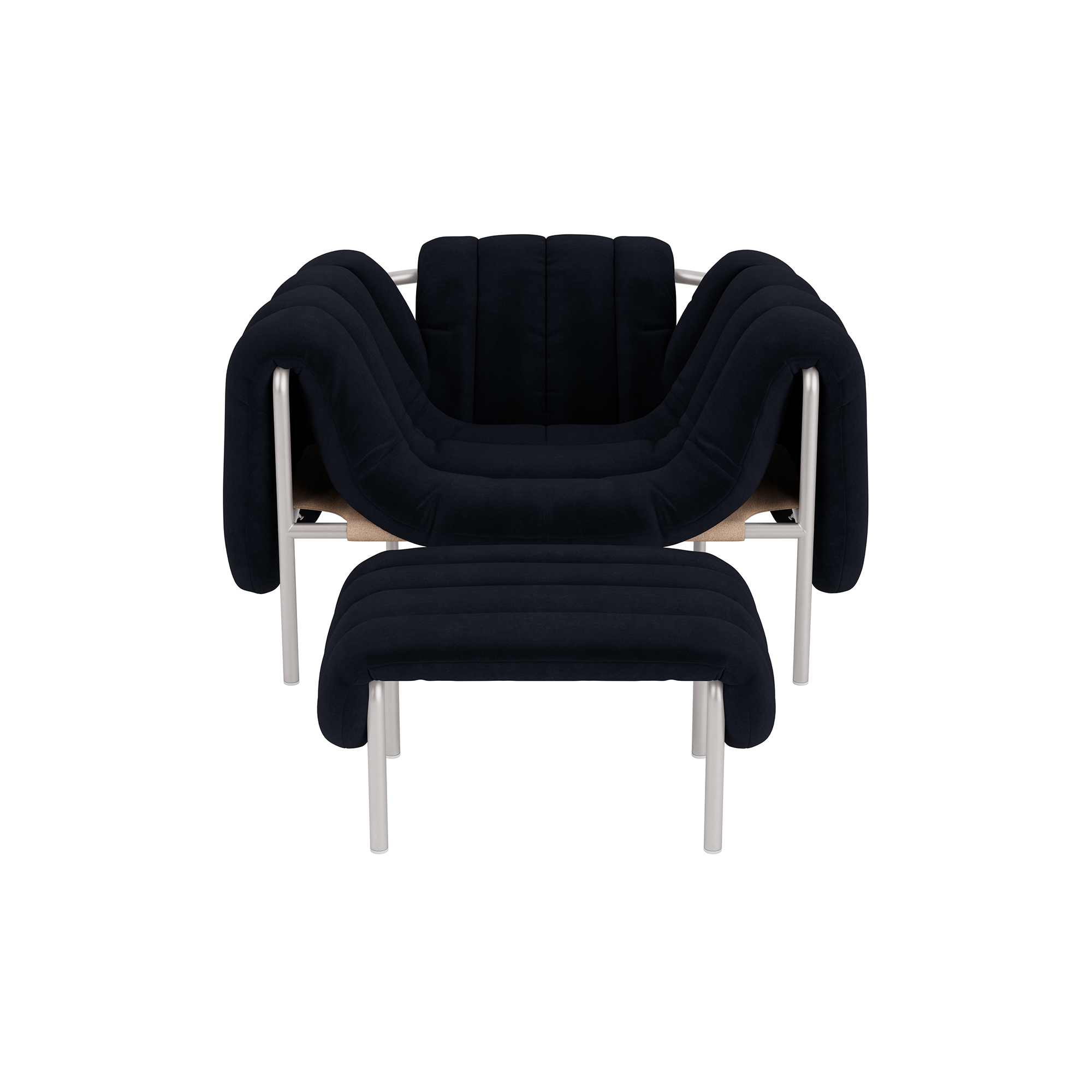 Puffy Lounge Chair + Ottoman, Velluto Coex VL30 / Stainless, Art. no. 32041 (image 2)