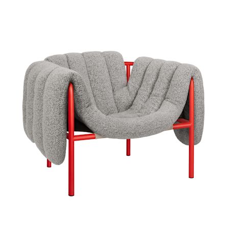 Puffy Lounge Chair, Pebble / Traffic Red