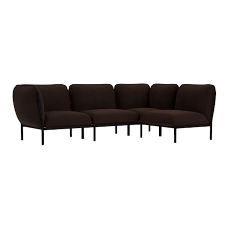 Kumo Corner Sofa Right with Armrest, Sera Rosewood