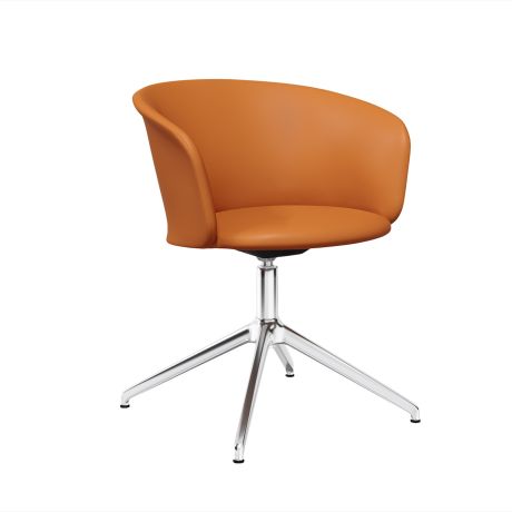 Kendo Swivel Chair 4-star Return, Cognac Leather / Polished (UK)