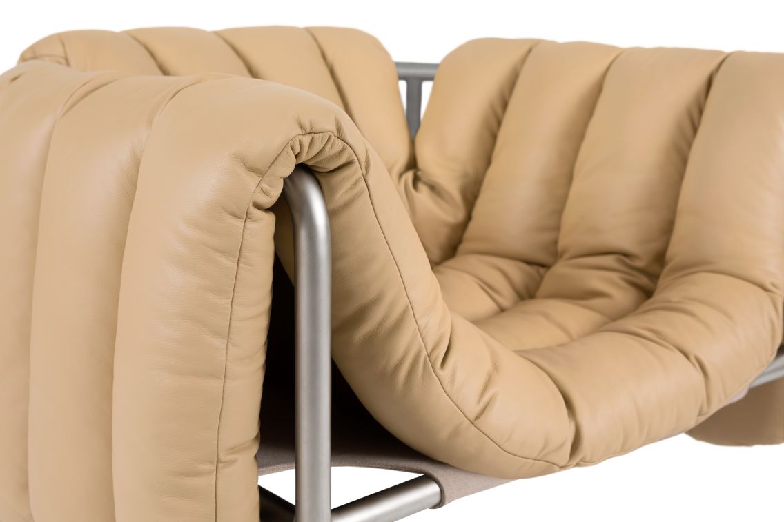 Puffy Lounge Chair, Sand Leather / Stainless, Art. no. 20193 (image 6)