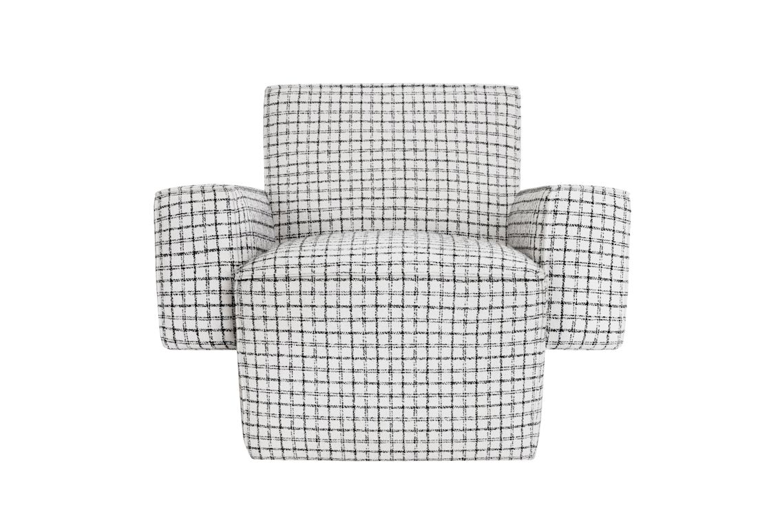 Hunk Lounge Chair With Armrests, Checkered Black / White, Art. no. 31541 (image 2)