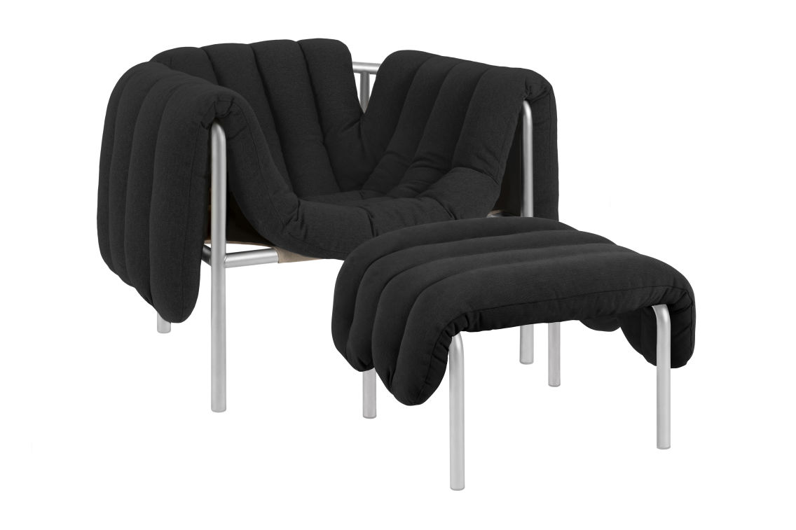 Puffy Lounge Chair + Ottoman, Anthracite / Stainless, Art. no. 20308 (image 1)