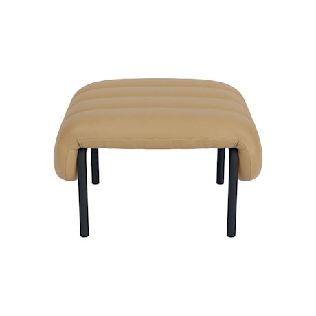 Puffy Ottoman, Elmosoft Leather 03009 / Black Grey