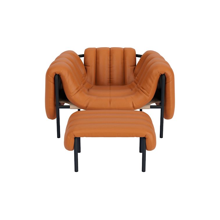 Puffy Lounge Chair + Ottoman, Elmosoft Leather 54035 / Black Grey, Art. no. 90250 (image 2)