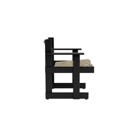 Bullnose Lounge Chair, Black / Taupe Sheepskin Seat Pad UK