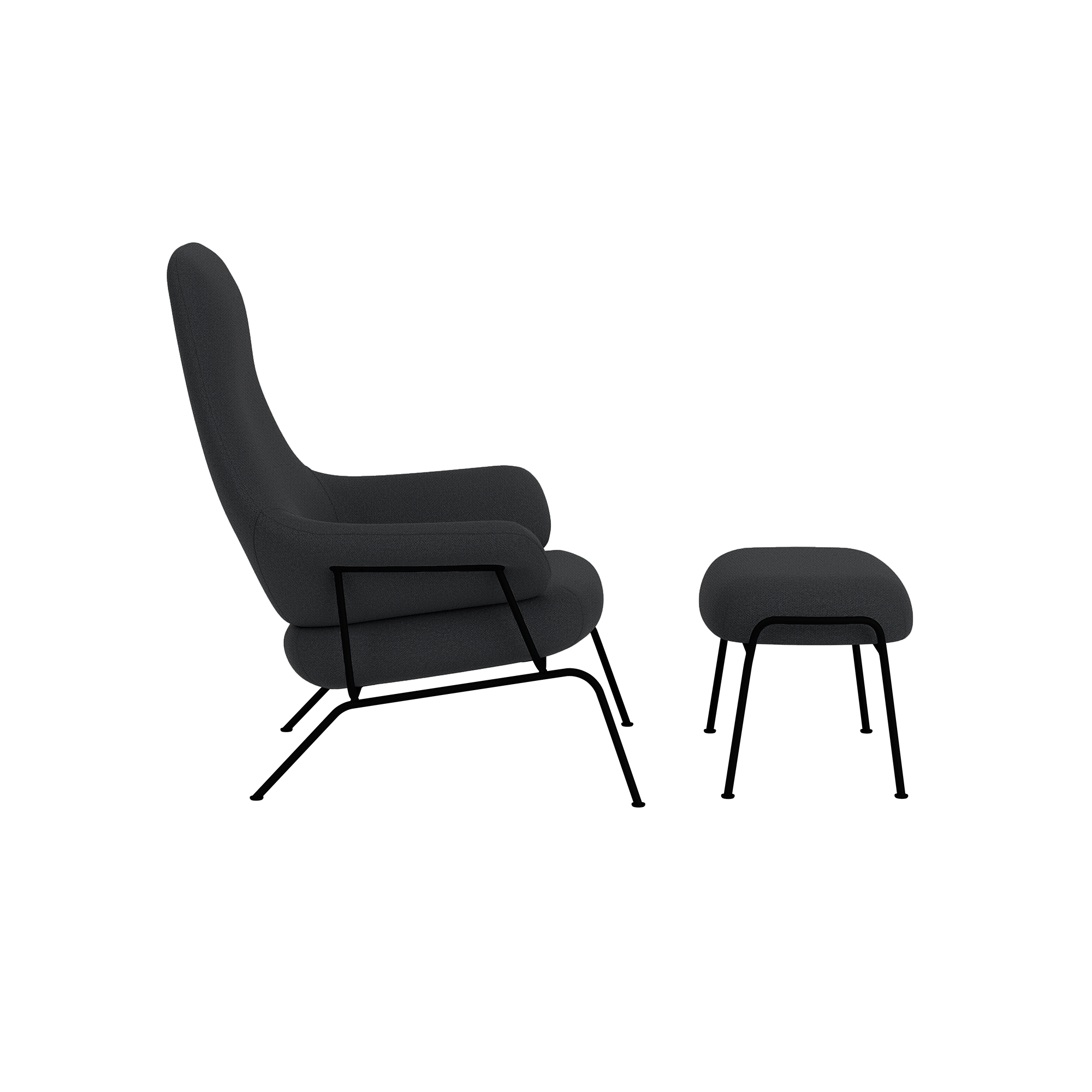 Hai Lounge Chair + Ottoman, Cura 60019/Black, Art. no. 31961 (image 3)