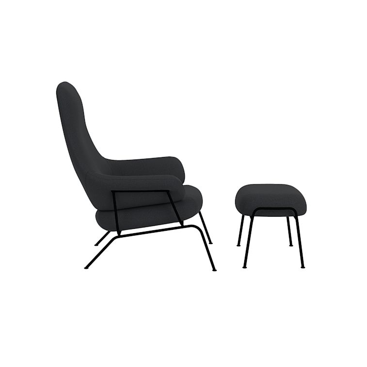 Hai Lounge Chair + Ottoman, Cura 60019/Black, Art. no. 31961 (image 3)