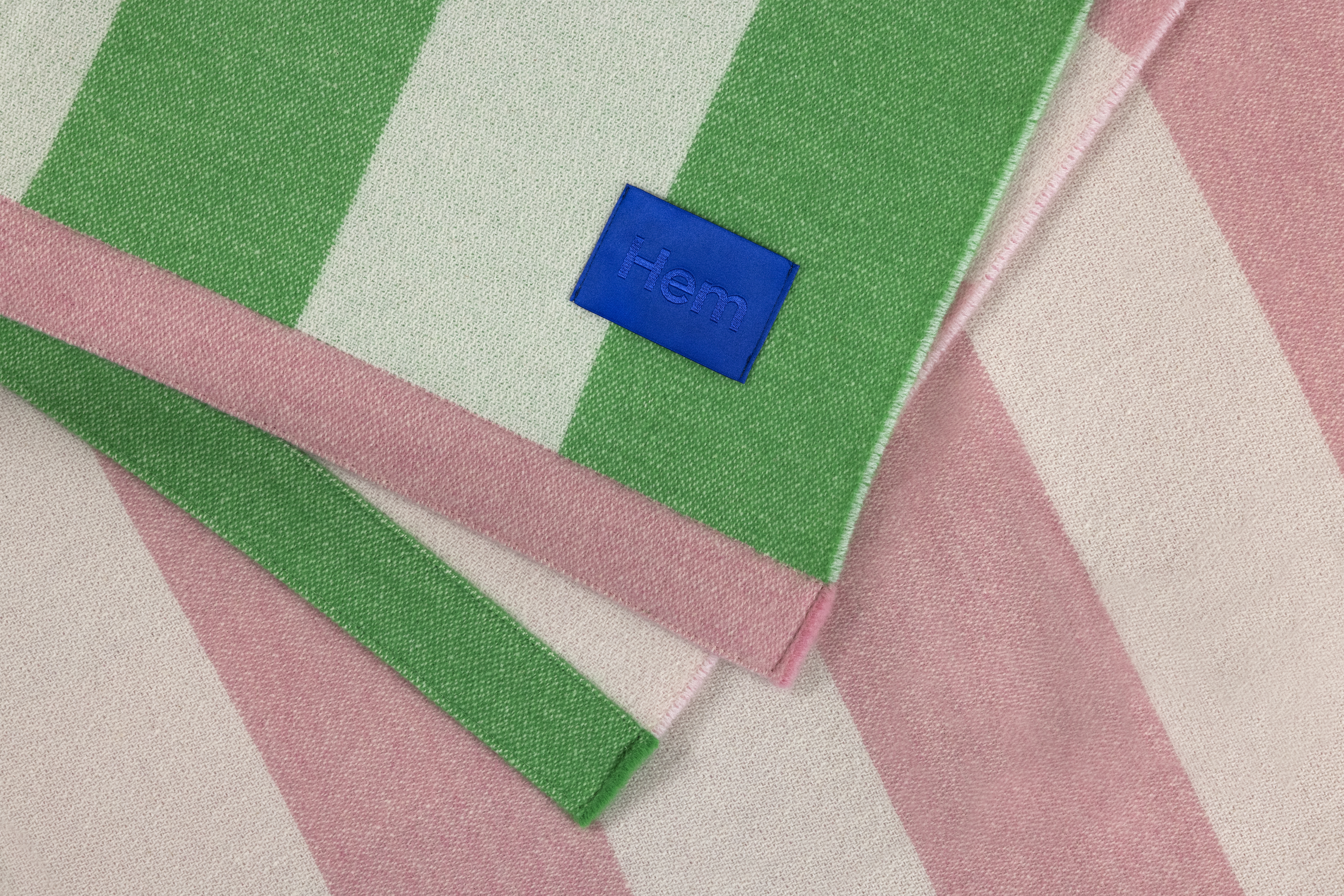 Stripe Throw Pink Green Hem