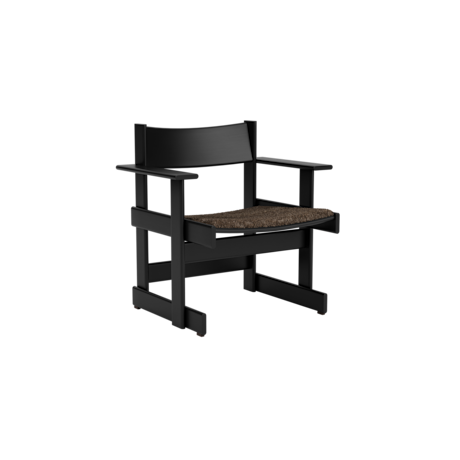 Bullnose Lounge Chair, Black / Taupe Sheepskin Seat Pad