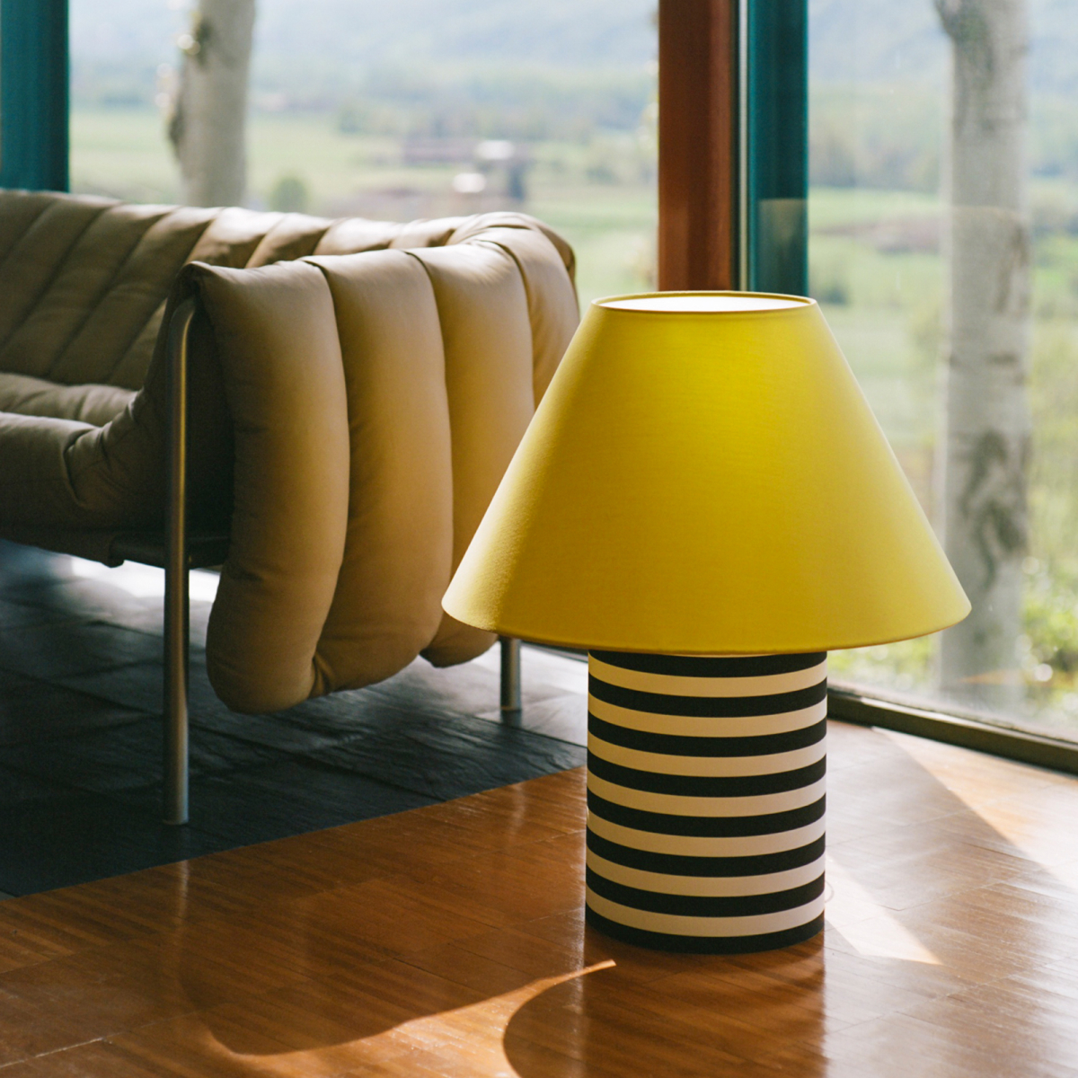 Toto Table Lamp Large, Wax Yellow / Black & White H Stripe (US)