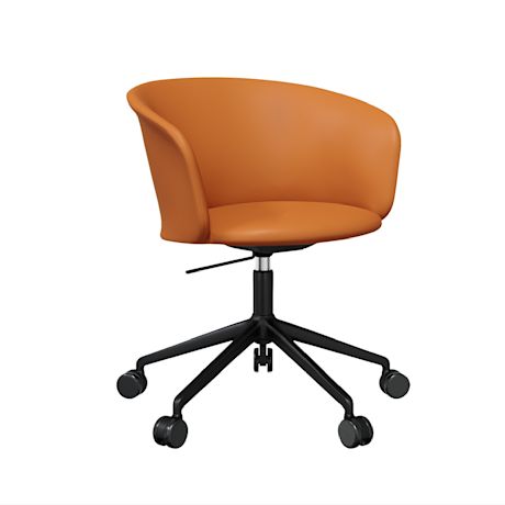 Kendo Swivel Chair 5-star Castors, Cognac Leather / Black (UK)