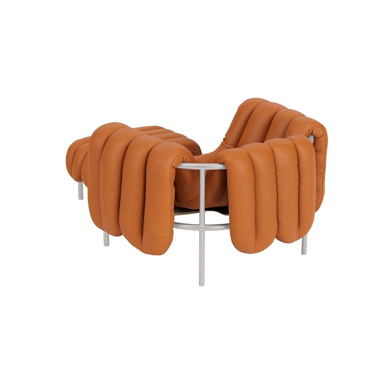 Puffy Lounge Chair + Ottoman, Elmosoft Leather 54035 / Stainless (UK), Art. no. 90313 (image 4)