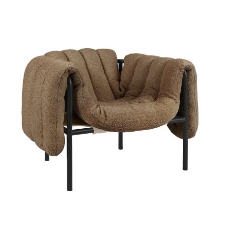 Puffy Lounge Chair, Sawdust / Black Grey
