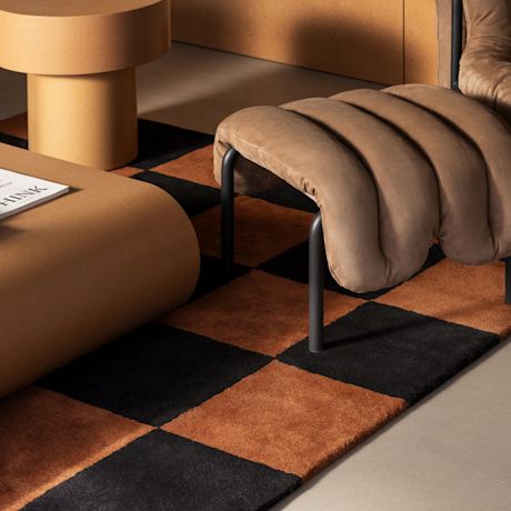 Pattern Rug Large, Black / Brown Check