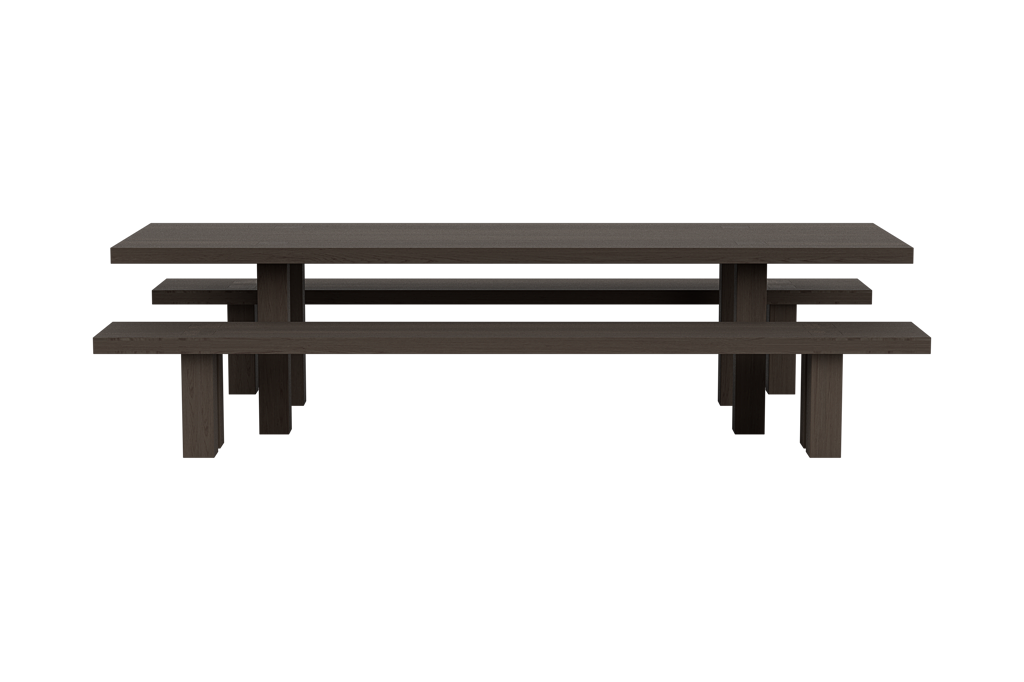 Max Table + Benches 300 cm / 118 in, Black Stained Ash, Art. no. 31750 (image 1)
