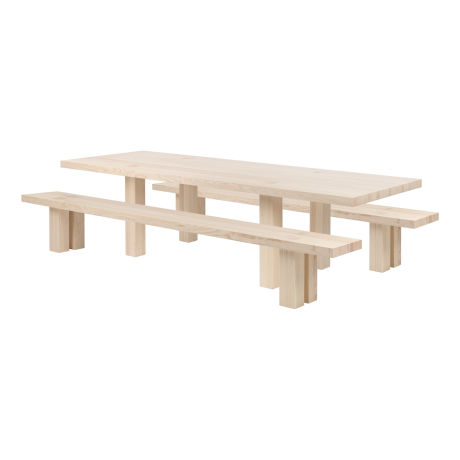 Max Table + Benches 300 cm / 118 in, Ash