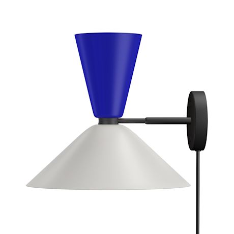 Alphabeta Wall Light + Cable, Blue / Silk Grey