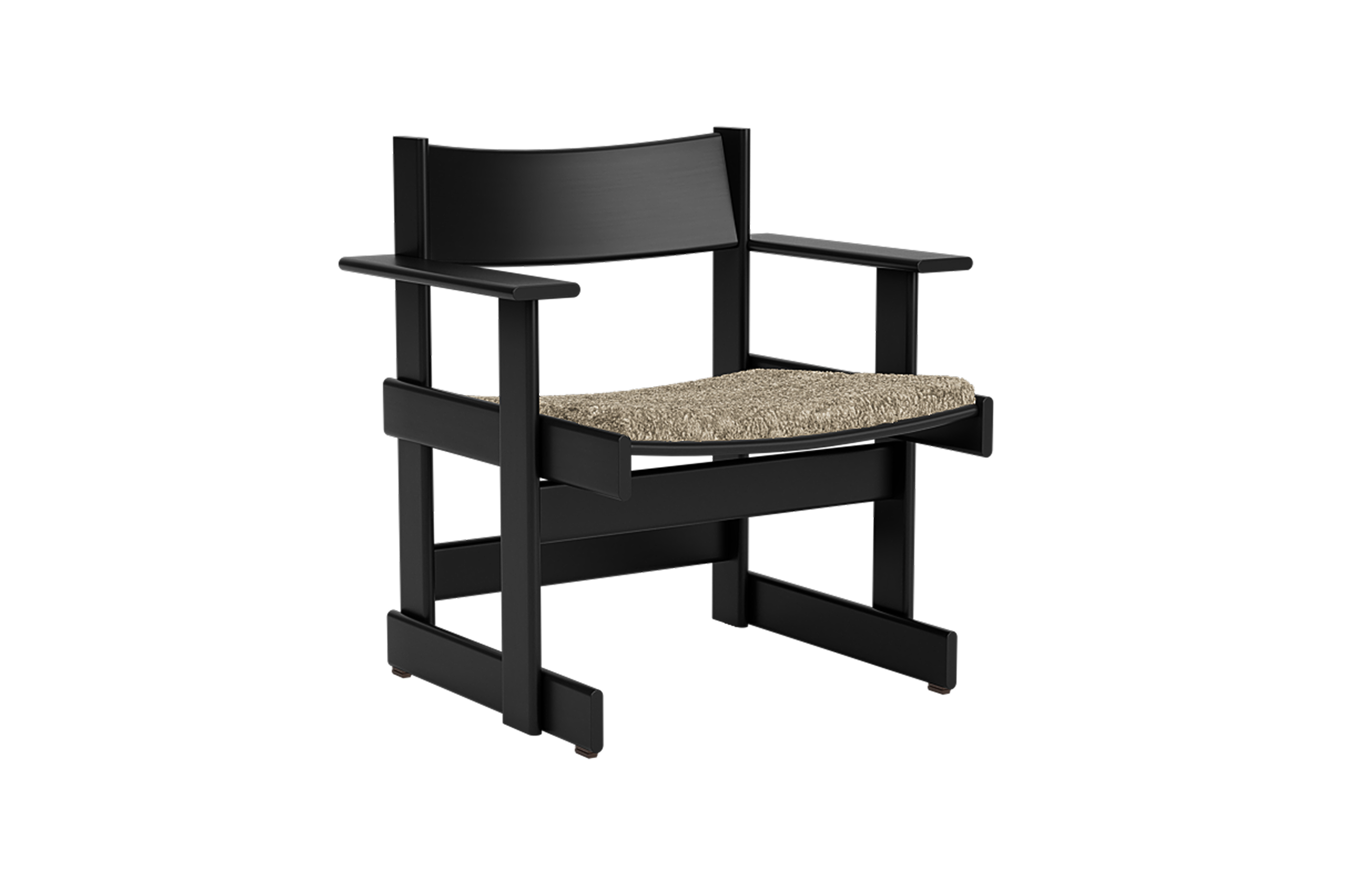 Bullnose Lounge Chair, Black / Taupe Sheepskin Seat Pad