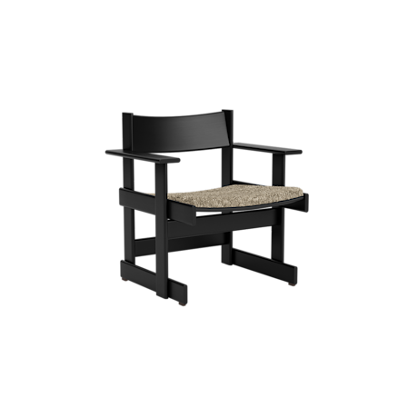 Bullnose Lounge Chair, Black / Taupe Sheepskin Seat Pad