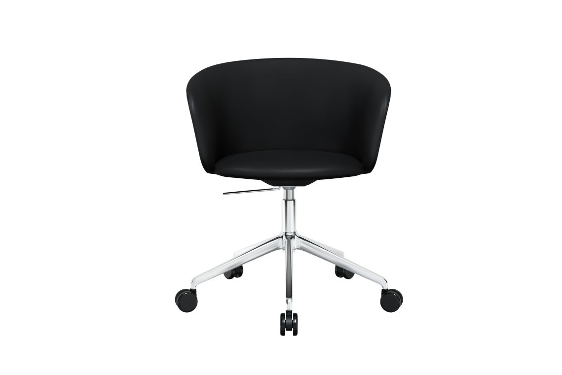 Kendo Swivel Chair 5-star Castors, Black Leather / Polished (UK), Art. no. 20527 (image 2)