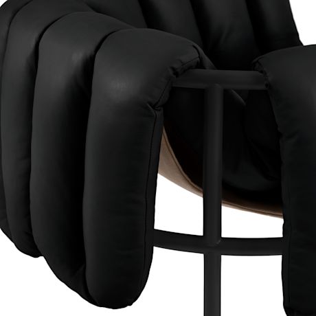 Puffy Lounge Chair, Black Leather / Black Grey