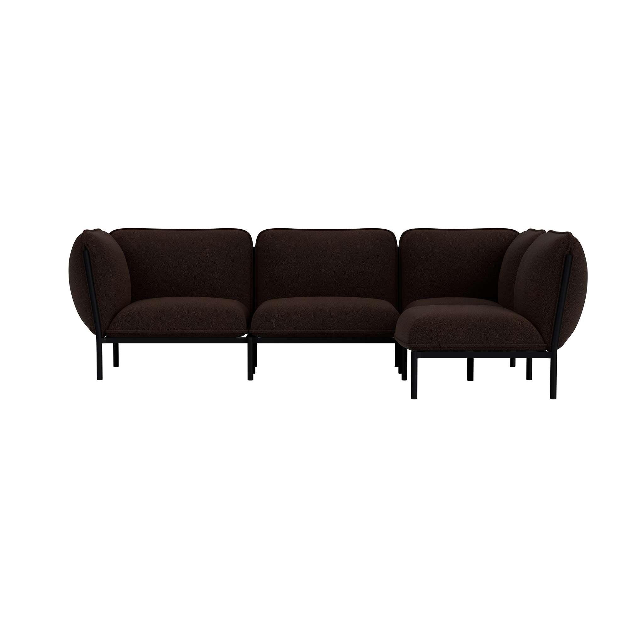 Kumo Corner Sofa Right with Armrest, Sera Rosewood