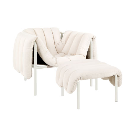 Puffy Lounge Chair + Ottoman, Natural / Cream