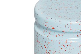 Last Stool, Light Blue / Orange Red Splatter — Hem