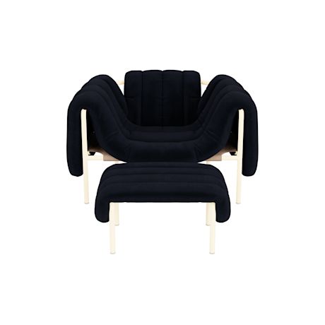 Puffy Lounge Chair + Ottoman, Velluto Coex VL30 / Cream