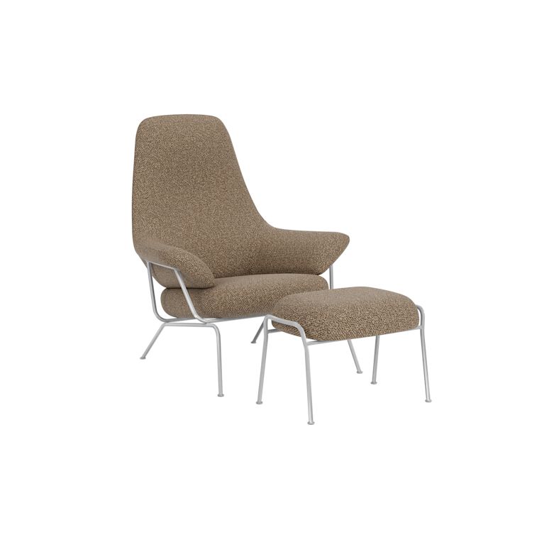 Hai Lounge Chair + Ottoman, Storr 3405/Brushed Stainless, Art. no. 31764 (image 1)