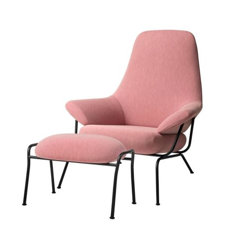 Hai Lounge Chair + Ottoman, Pink (UK)