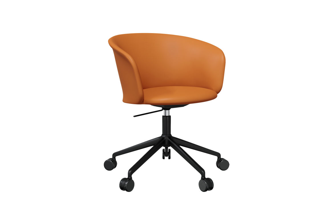 Kendo Swivel Chair 5-star Castors, Cognac Leather / Black, Art. no. 20246 (image 1)