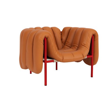 Puffy Lounge Chair, Elmosoft Leather 54035 / Traffic Red