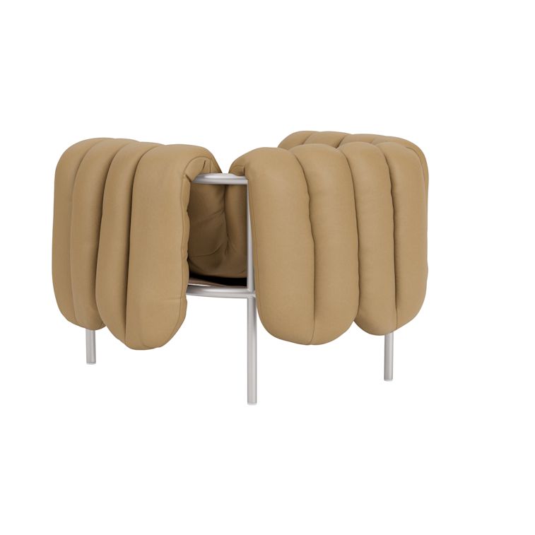 Puffy Lounge Chair, Elmosoft Leather 03009 / Stainless, Art. no. 90125 (image 4)