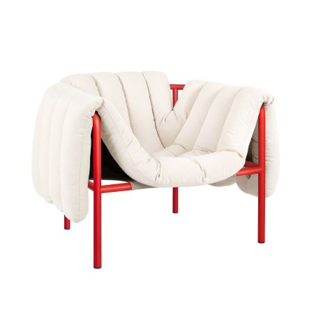 Puffy Lounge Chair, Natural / Traffic Red