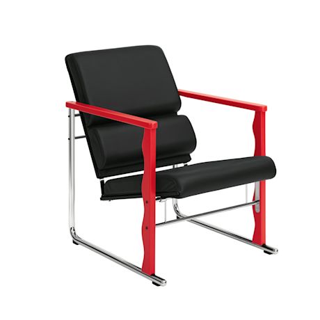 Experiment Lounge Chair, 503 / Red / Black Leather